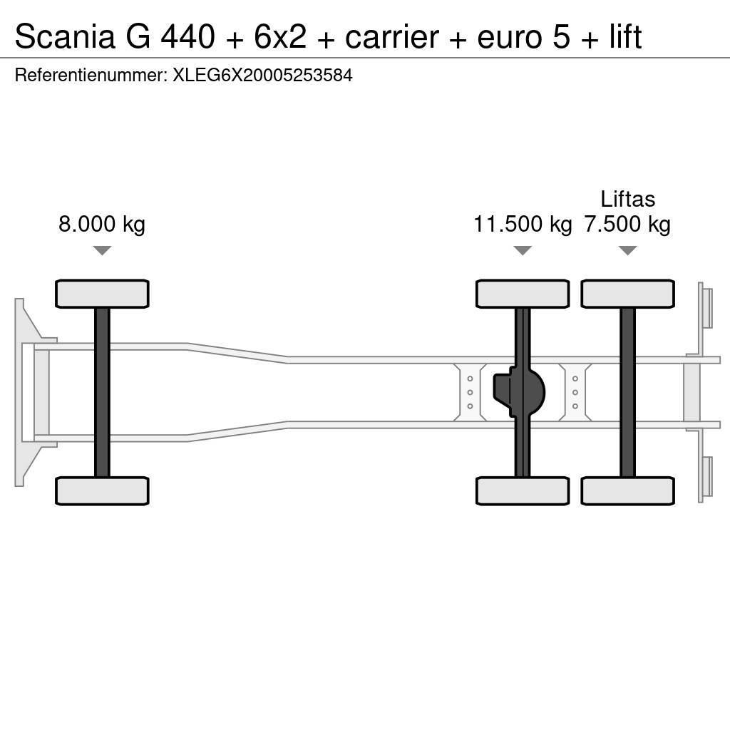 Scania G 440 + 6x2 + carrier + euro 5 + lift Chłodnie samochodowe