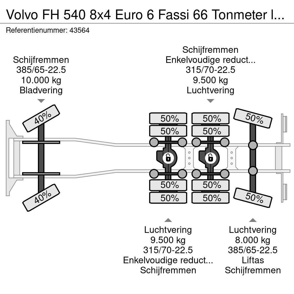 Volvo FH 540 8x4 Euro 6 Fassi 66 Tonmeter laadkraan + Fl Żurawie szosowo-terenowe