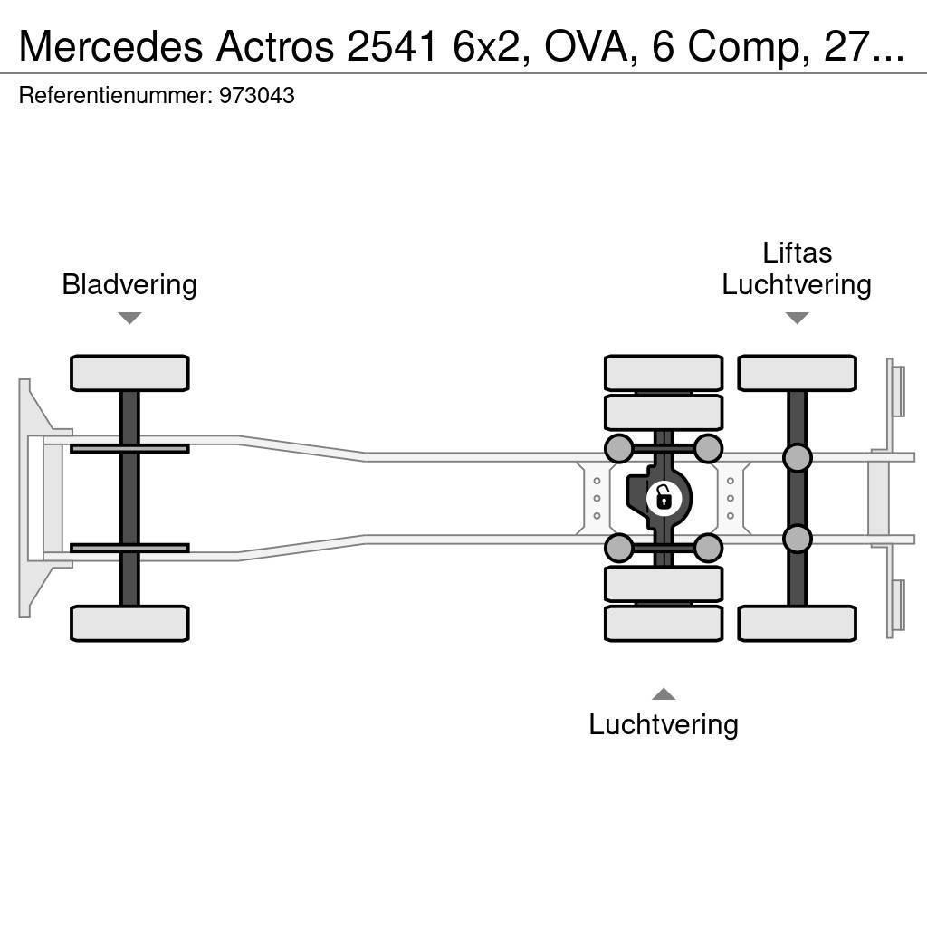 Mercedes-Benz Actros 2541 6x2, OVA, 6 Comp, 27 M3, 3 Pedals Cysterna