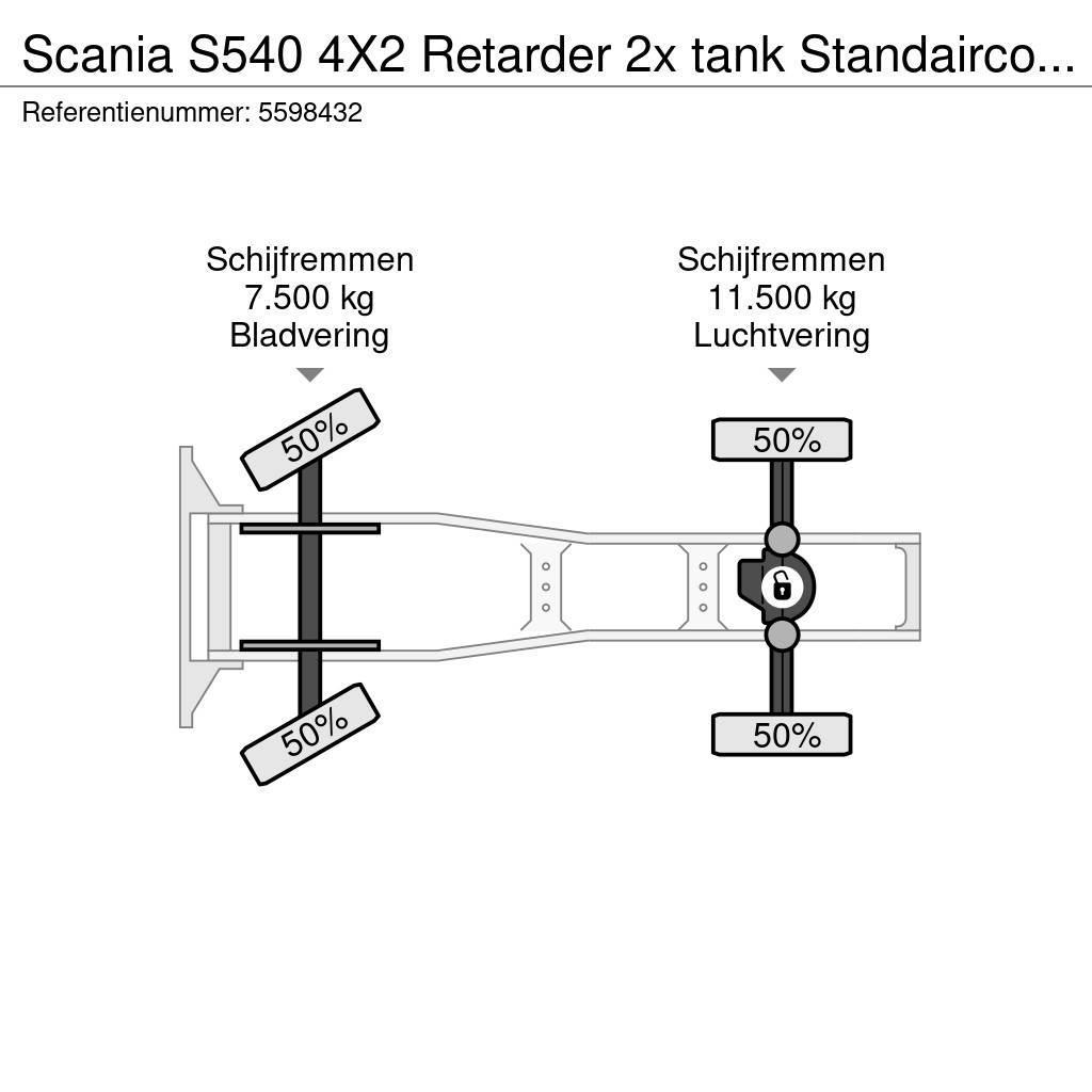 Scania S540 4X2 Retarder 2x tank Standairco LED German tr Ciągniki siodłowe