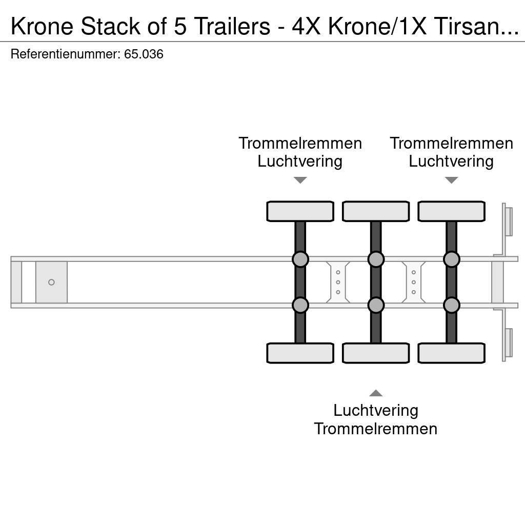 Krone Stack of 5 Trailers - 4X Krone/1X Tirsan ( STANDAR Naczepy firanki
