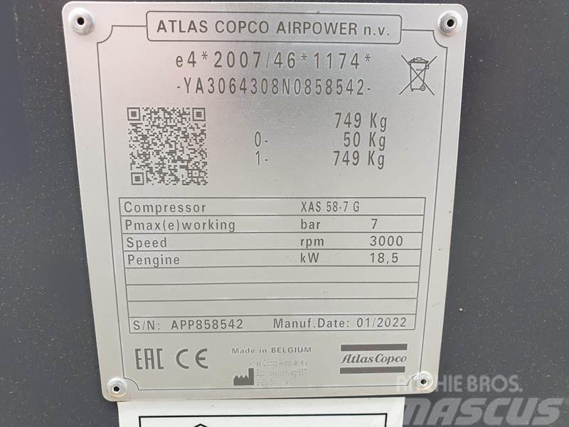 Atlas Copco XAS 58-7 G 6 WHEELS N.B. Kompresory