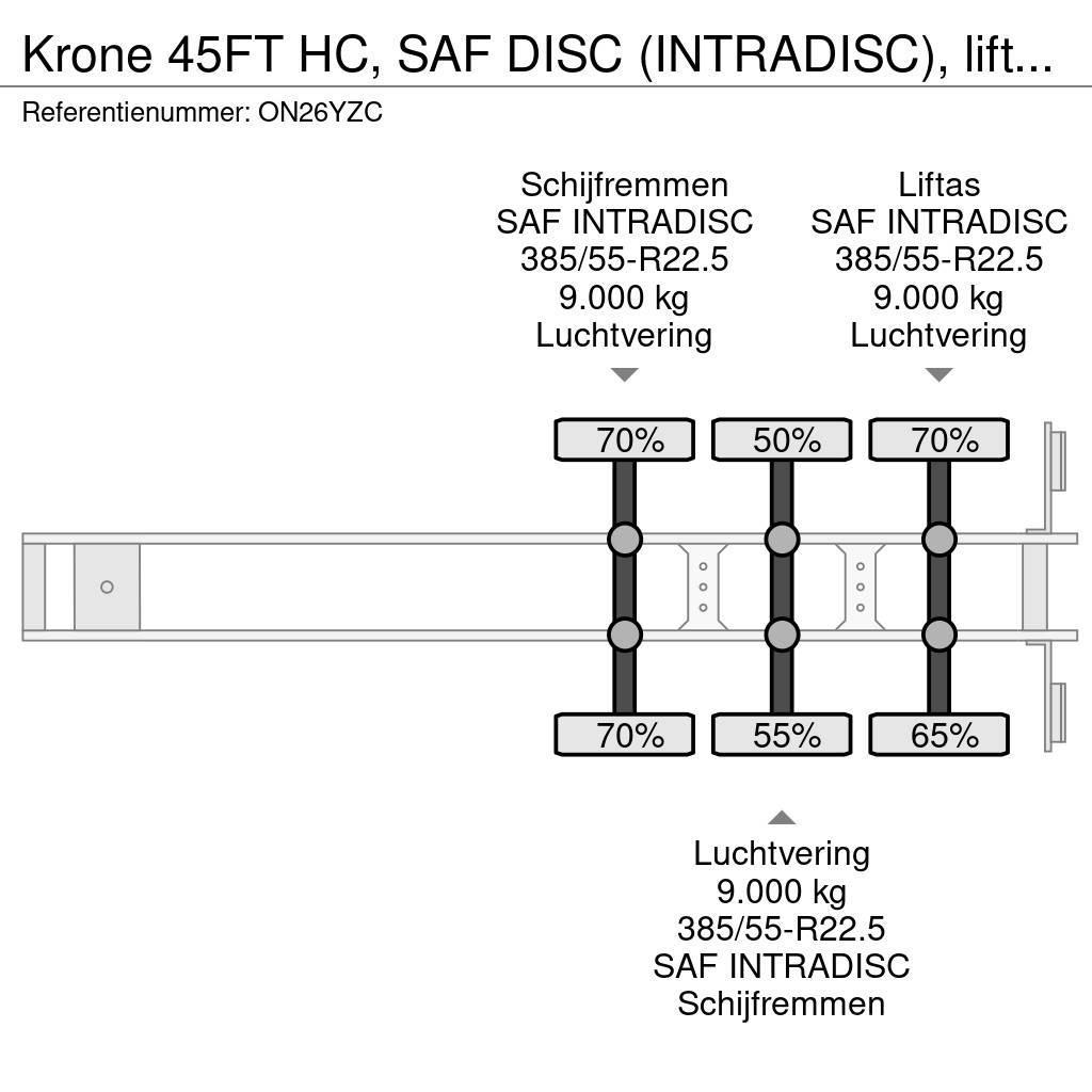 Krone 45FT HC, SAF DISC (INTRADISC), liftaxle (on 3rd ax Naczepy do transportu kontenerów