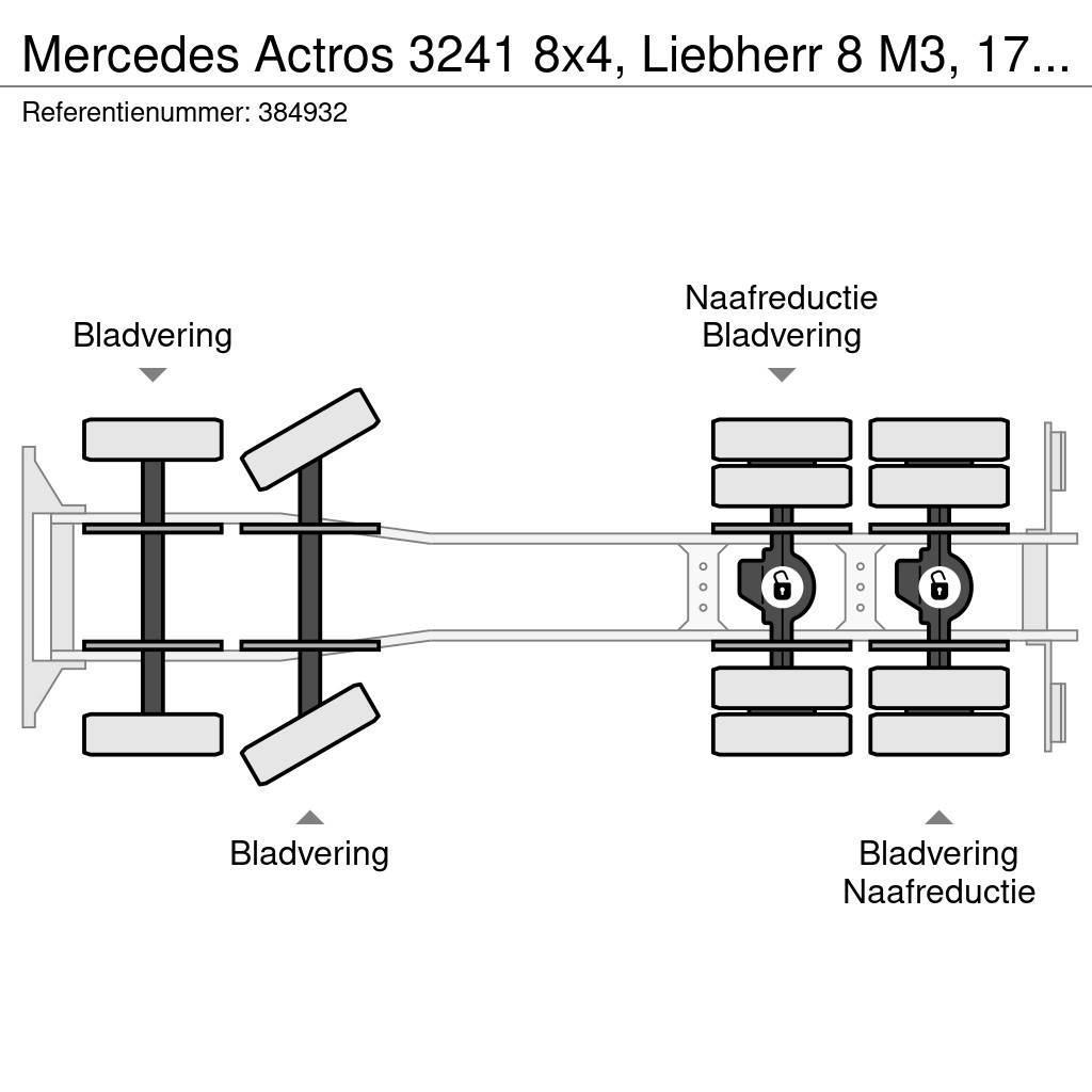 Mercedes-Benz Actros 3241 8x4, Liebherr 8 M3, 17 mtr belt, Remot Gruszki do betonu