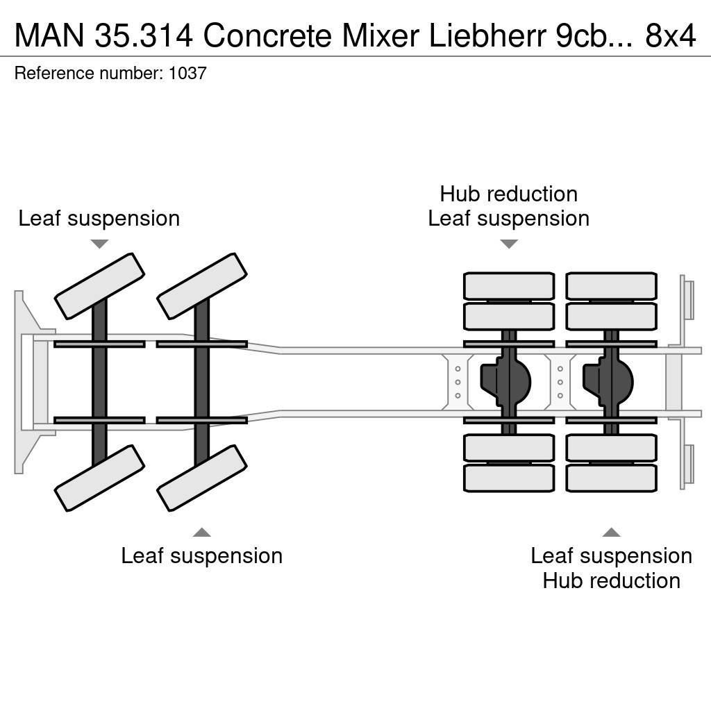 MAN 35.314 Concrete Mixer Liebherr 9cbm 8x4 Full Steel Gruszki do betonu