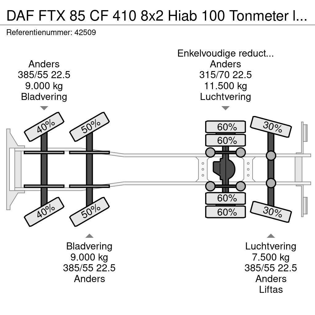 DAF FTX 85 CF 410 8x2 Hiab 100 Tonmeter laadkraan + Fl Żurawie szosowo-terenowe