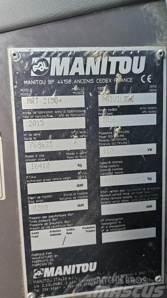 Manitou MRT 2150 Plus Privilege Ładowarki teleskopowe