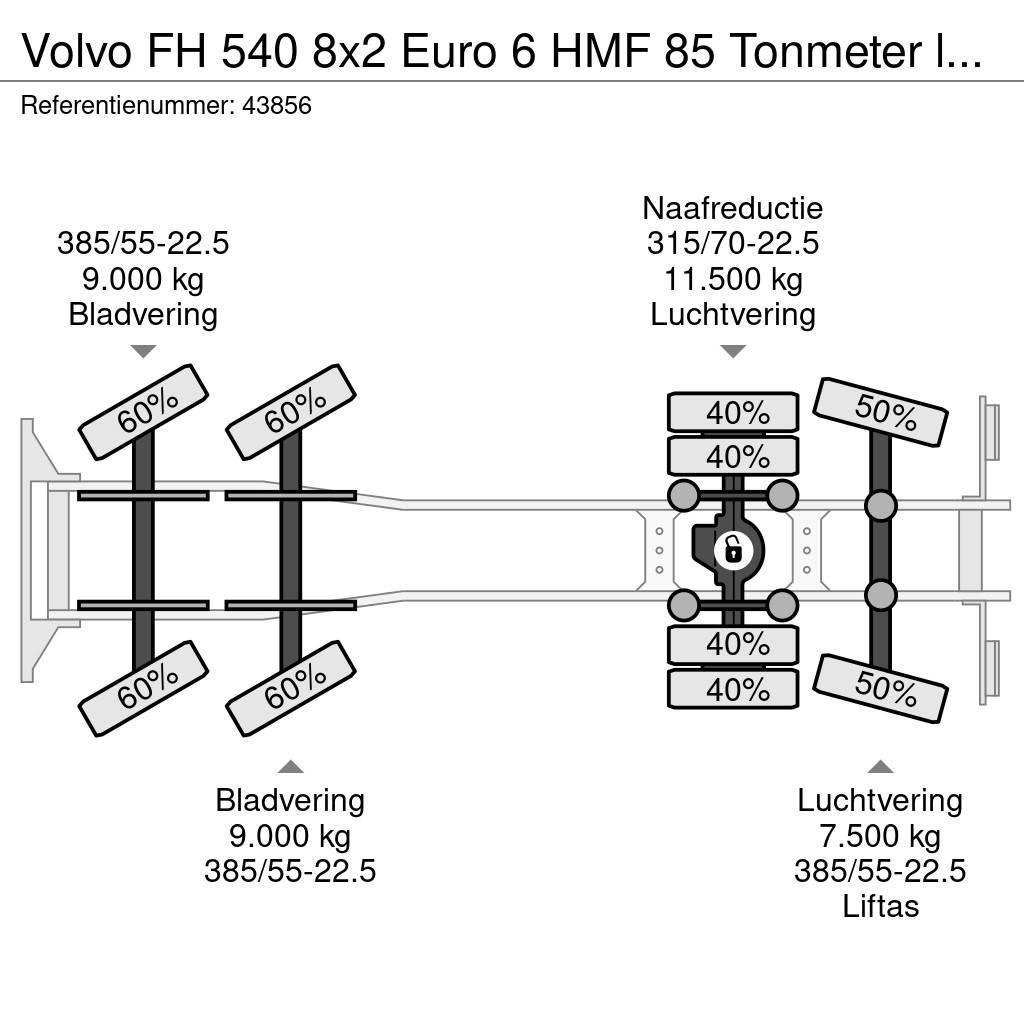 Volvo FH 540 8x2 Euro 6 HMF 85 Tonmeter laadkraan + Fly- Żurawie szosowo-terenowe
