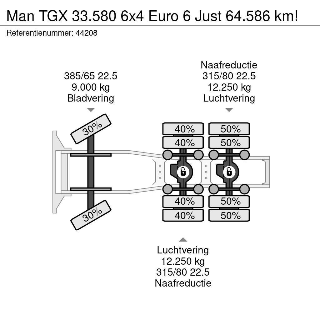 MAN TGX 33.580 6x4 Euro 6 Just 64.586 km! Ciągniki siodłowe