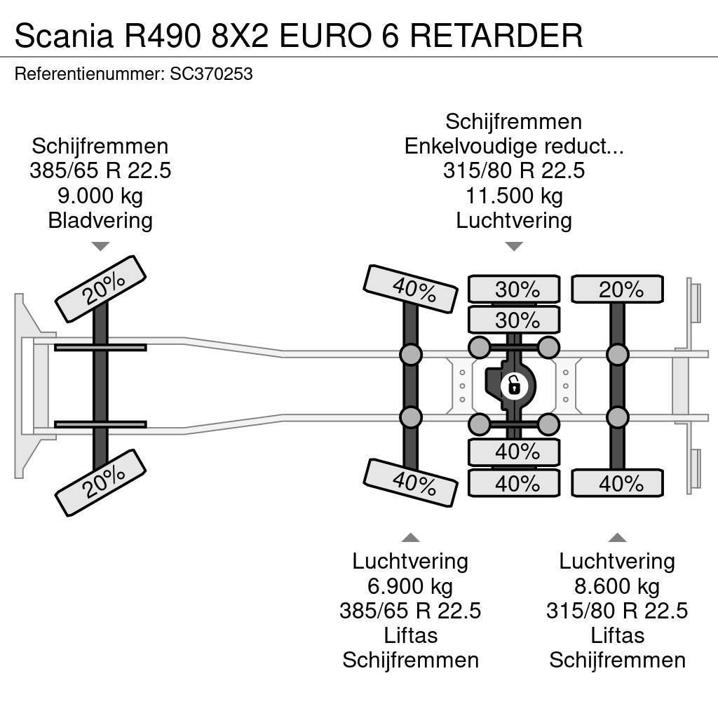 Scania R490 8X2 EURO 6 RETARDER Pojazdy pod zabudowę