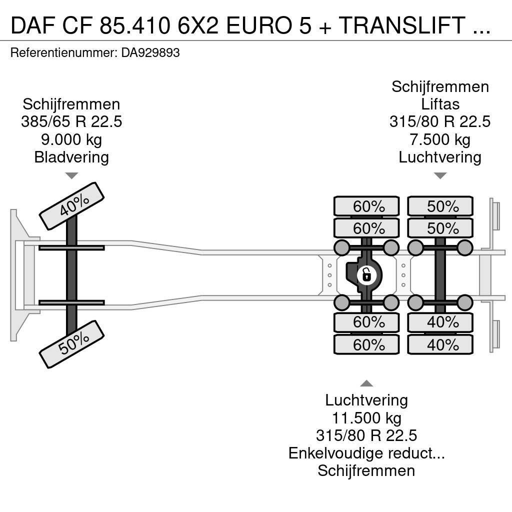 DAF CF 85.410 6X2 EURO 5 + TRANSLIFT CHAIN Hakowce