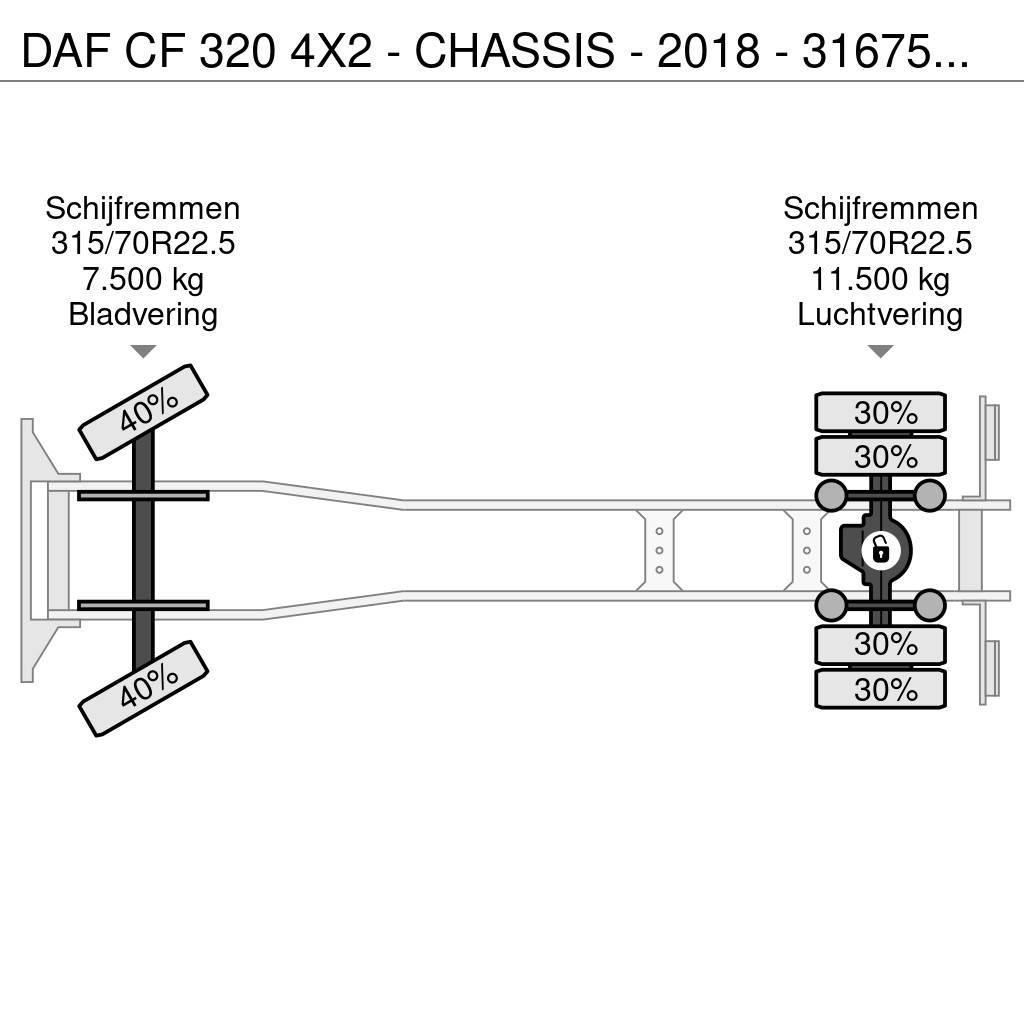 DAF CF 320 4X2 - CHASSIS - 2018 - 316750KM - LAADKLEP Pojazdy pod zabudowę