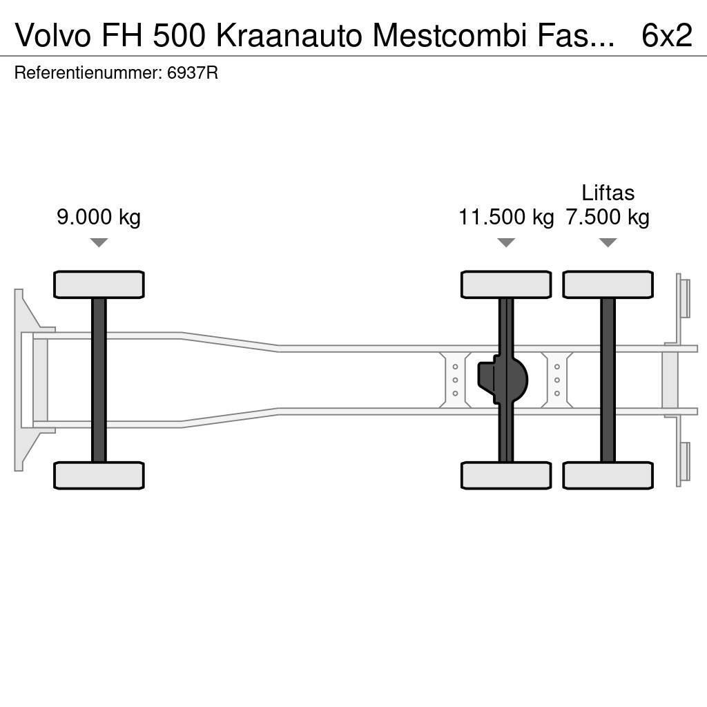 Volvo FH 500 Kraanauto Mestcombi Fassi Crane+Aanhanger 2 Ciężarówki typu Platforma / Skrzynia
