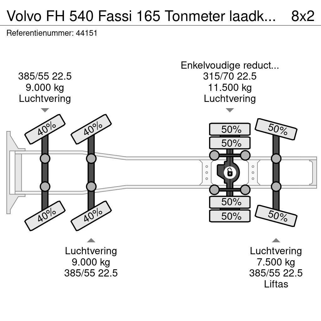 Volvo FH 540 Fassi 165 Tonmeter laadkraan + Fly-Jib Just Ciągniki siodłowe