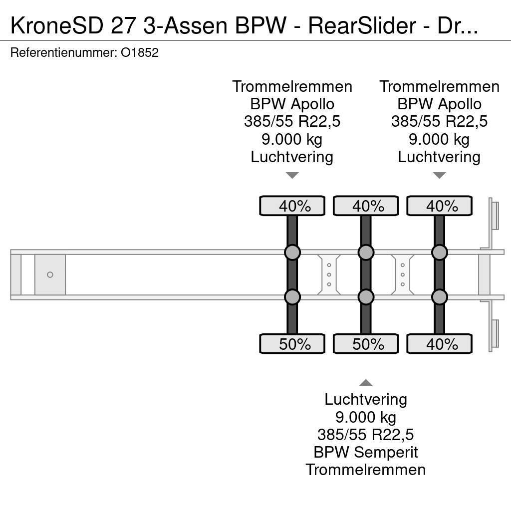 Krone SD 27 3-Assen BPW - RearSlider - DrumBrakes - 5280 Naczepy do transportu kontenerów