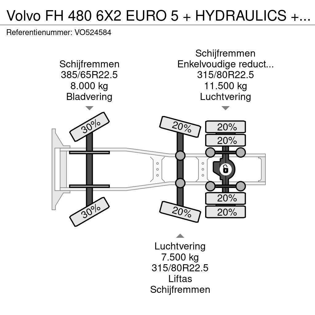 Volvo FH 480 6X2 EURO 5 + HYDRAULICS + STEERING AXLE Ciągniki siodłowe
