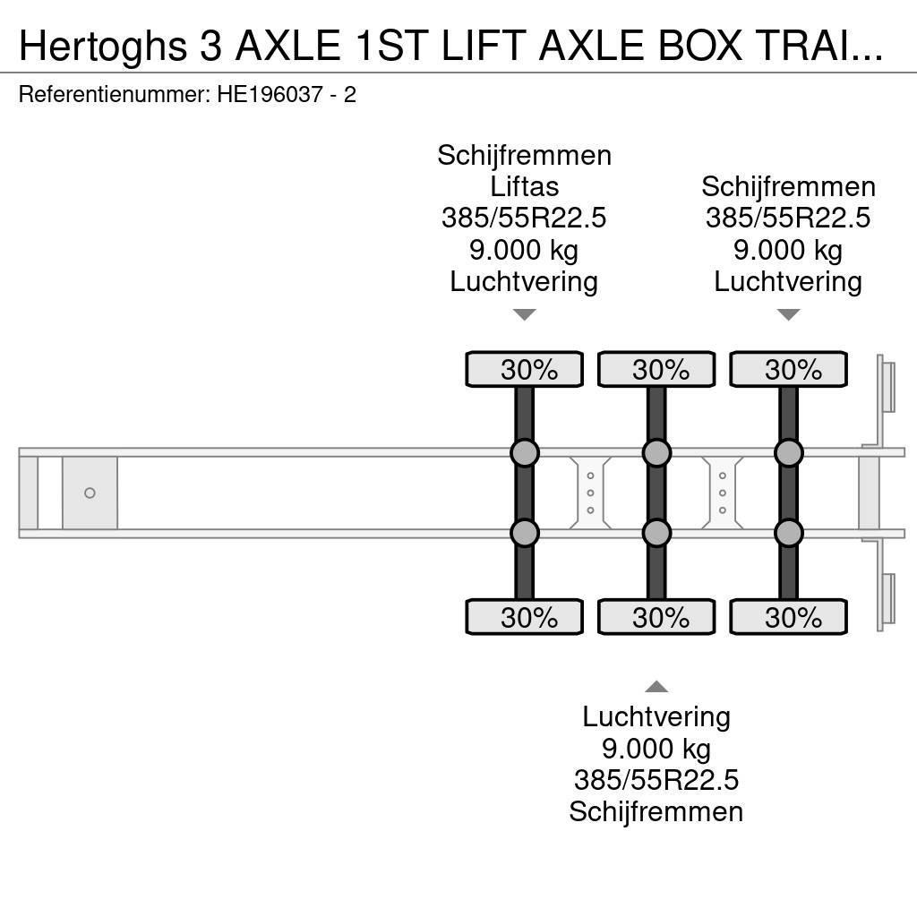  Hertoghs 3 AXLE 1ST LIFT AXLE BOX TRAILER Naczepy kontenery