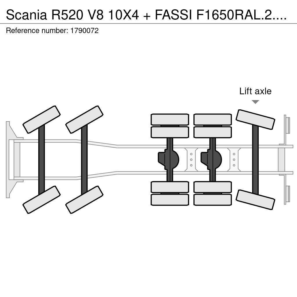 Scania R520 V8 10X4 + FASSI F1650RAL.2.28 + JIB L616L KRA Żurawie samochodowe