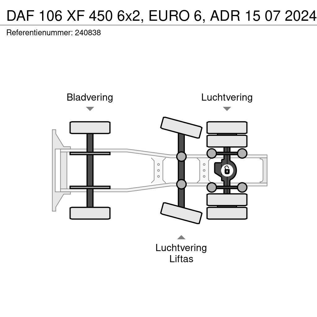DAF 106 XF 450 6x2, EURO 6, ADR 15 07 2024 Ciągniki siodłowe
