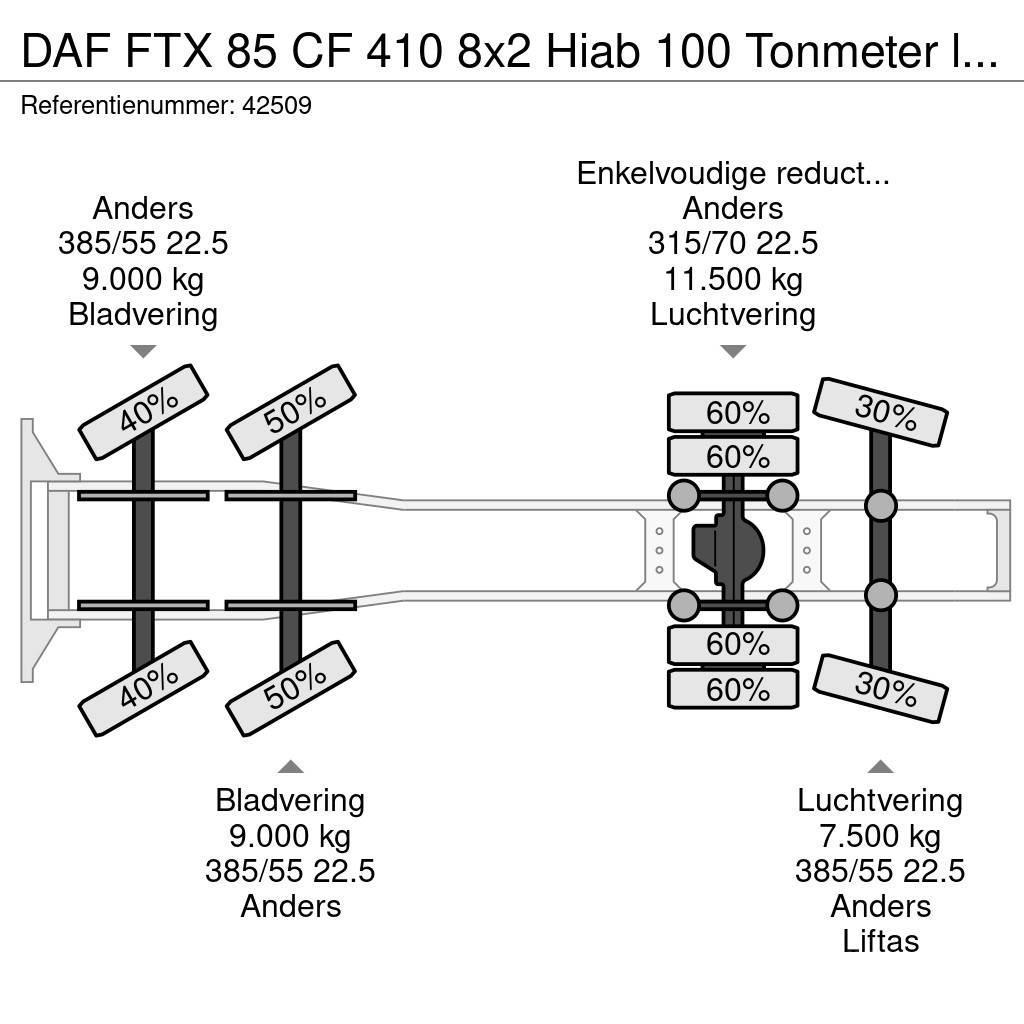 DAF FTX 85 CF 410 8x2 Hiab 100 Tonmeter laadkraan + Fl Ciągniki siodłowe