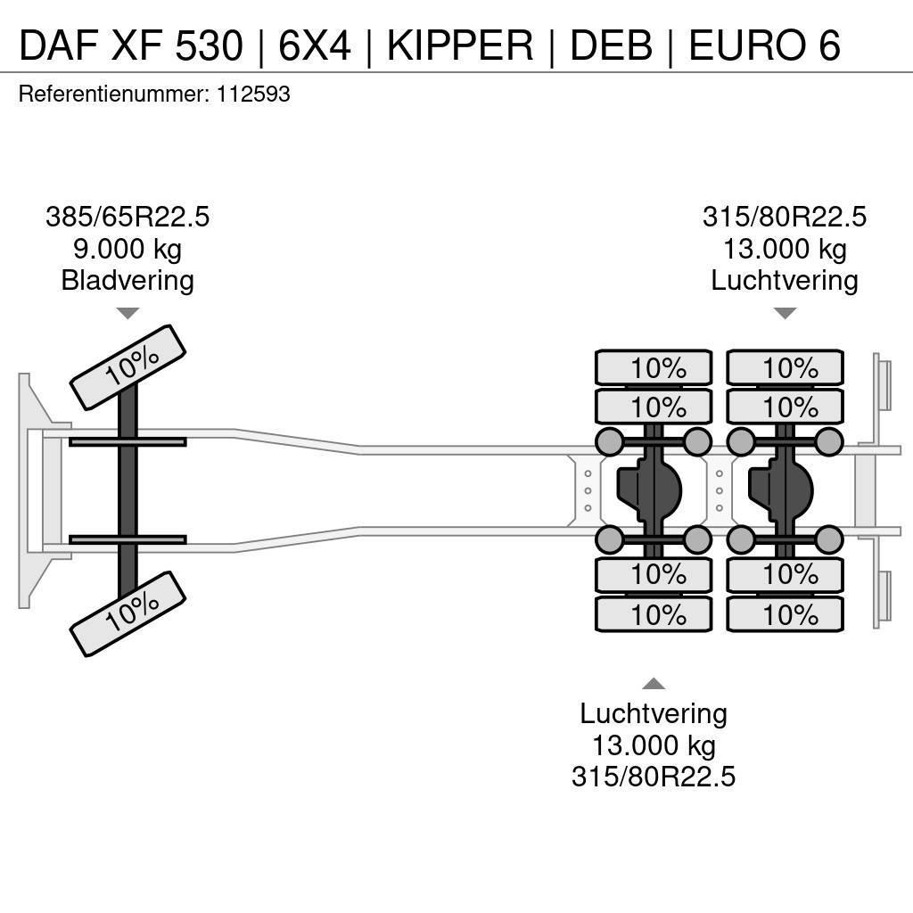 DAF XF 530 | 6X4 | KIPPER | DEB | EURO 6 Wywrotki