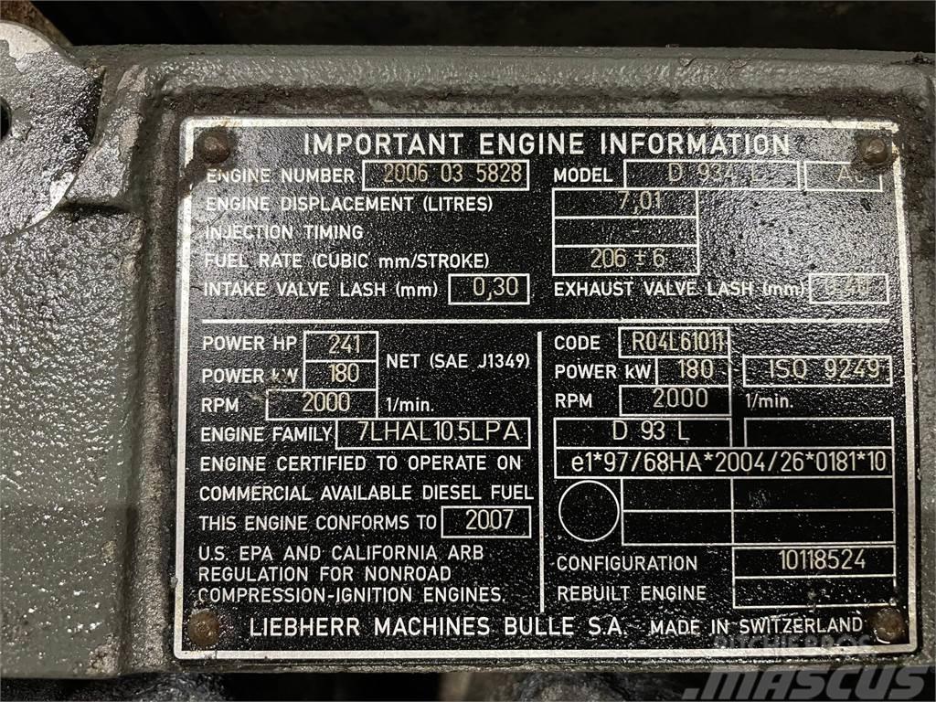 Liebherr D934L A6 motor ex. Liebherr HS835HD kran Silniki