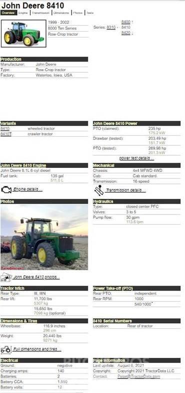 John Deere 8410 Ciągniki rolnicze
