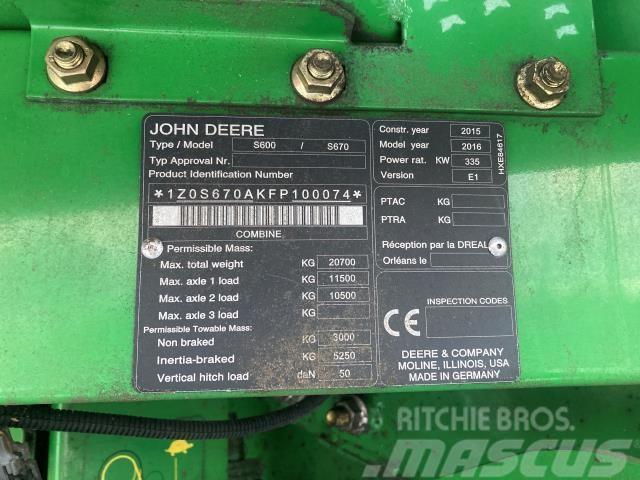 John Deere S670I Kombajny zbożowe