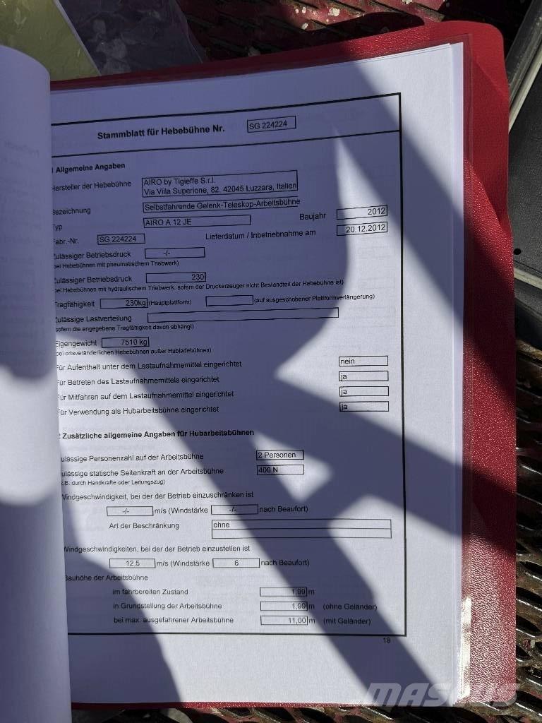 Airo A 12 JE Gelenk Teleskop Arbeitsbühne Podnośniki koszowe