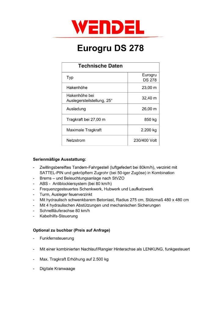 Eurogru DS 278 - Schnellbaukran Żurawie samowznoszące