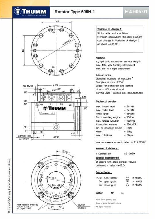 Thumm 605 H-1 Hydraulic rotator 5 Ton Rotatory