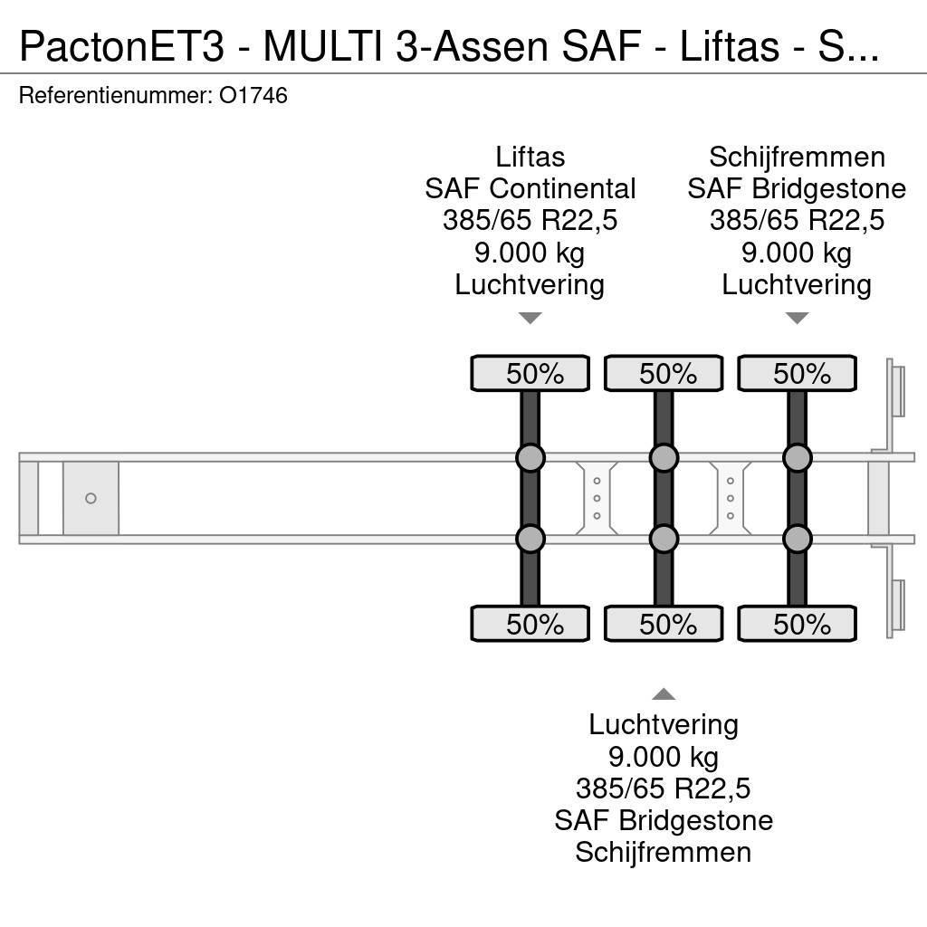 Pacton ET3 - MULTI 3-Assen SAF - Liftas - Schijfremmen - Naczepy do transportu kontenerów