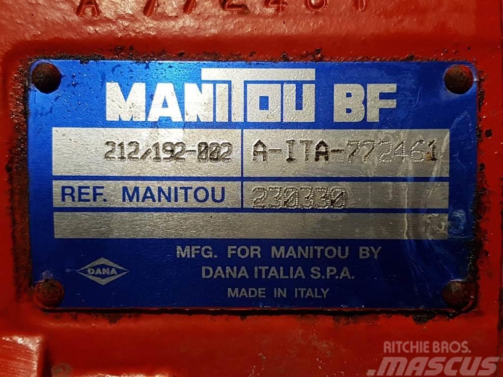 Manitou MT1233ST-230330-Spicer Dana 212/192-002-Axle/Achse Mosty, wały i osie