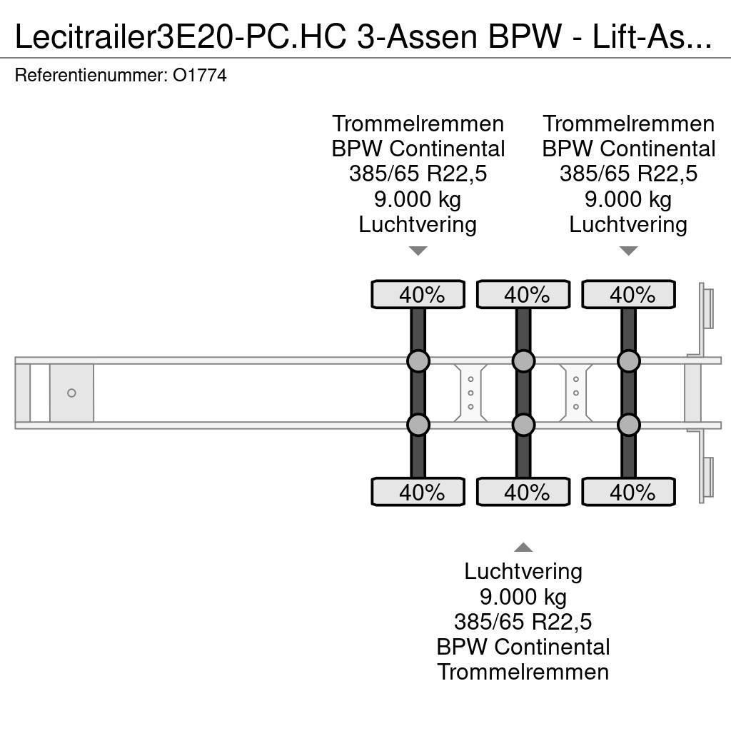 Lecitrailer 3E20-PC.HC 3-Assen BPW - Lift-As - 4800kg - 1x 20F Naczepy do transportu kontenerów