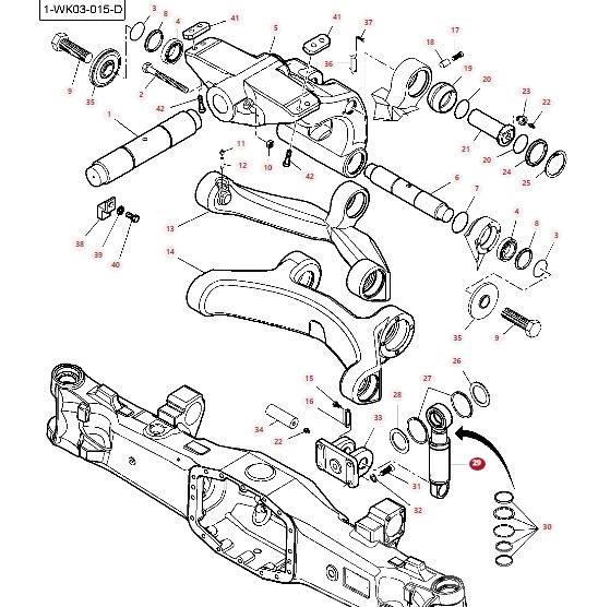 Massey Ferguson 8727 Front axle shock absorber cylinder 7700160101 Rama i zawieszenie