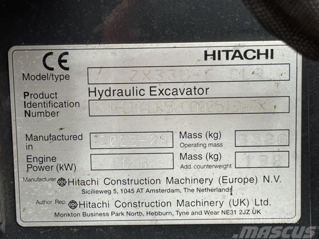 Hitachi ZX 33 U-6 Minikoparki