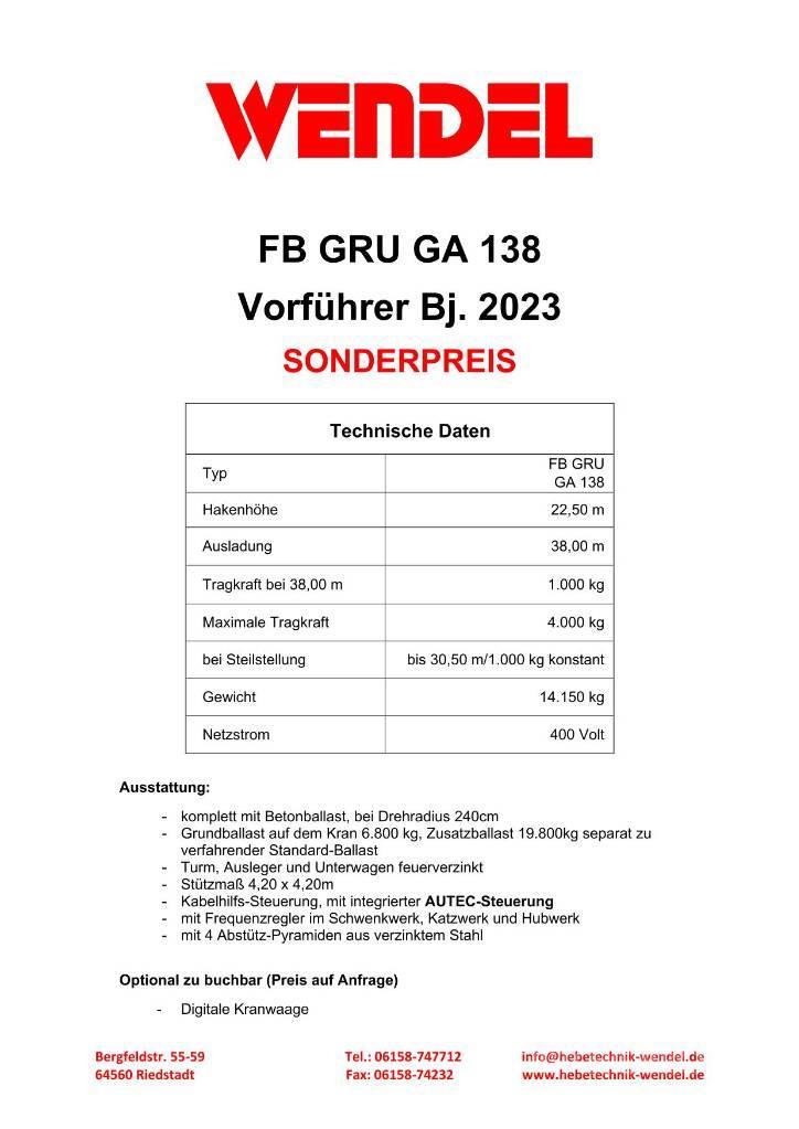 FB GRU GA 138 - Turmdrehkran - Baukran - Kran Żurawie wieżowe