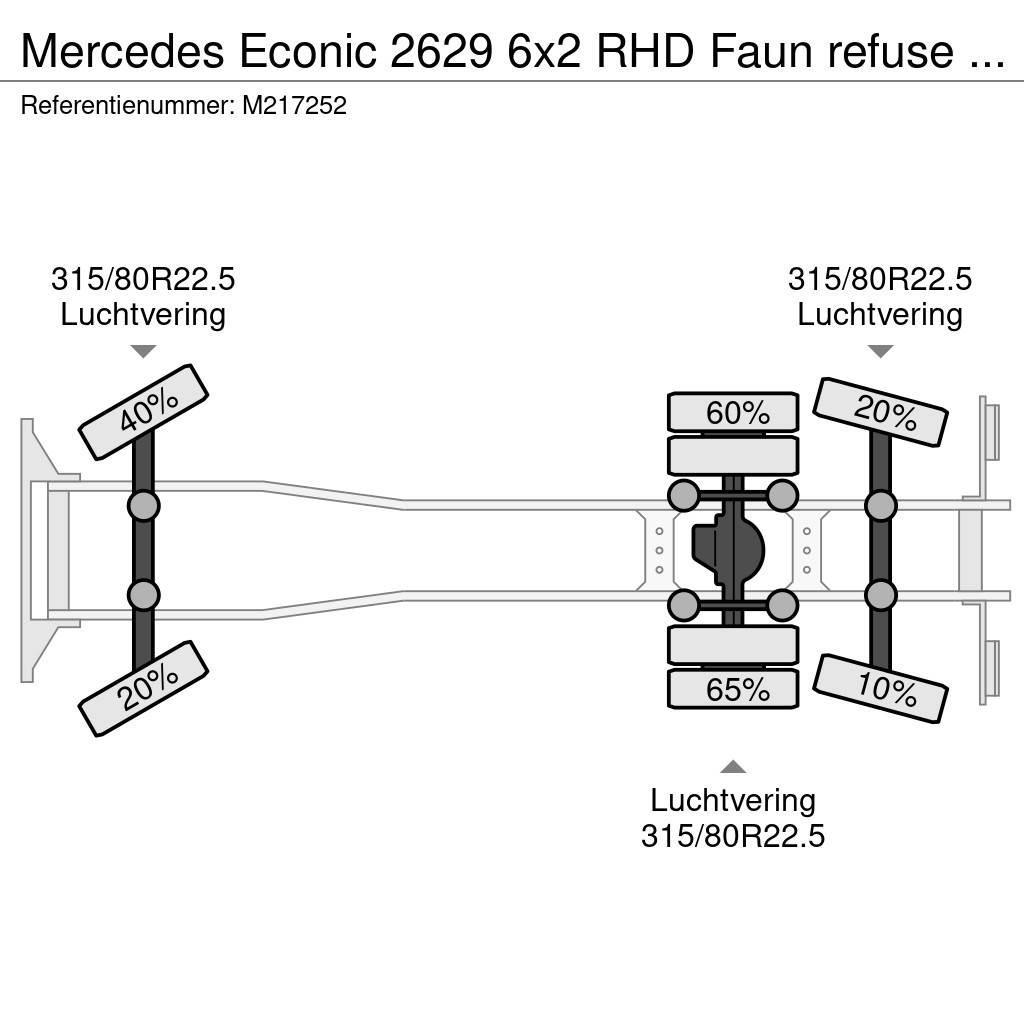 Mercedes-Benz Econic 2629 6x2 RHD Faun refuse truck Śmieciarki