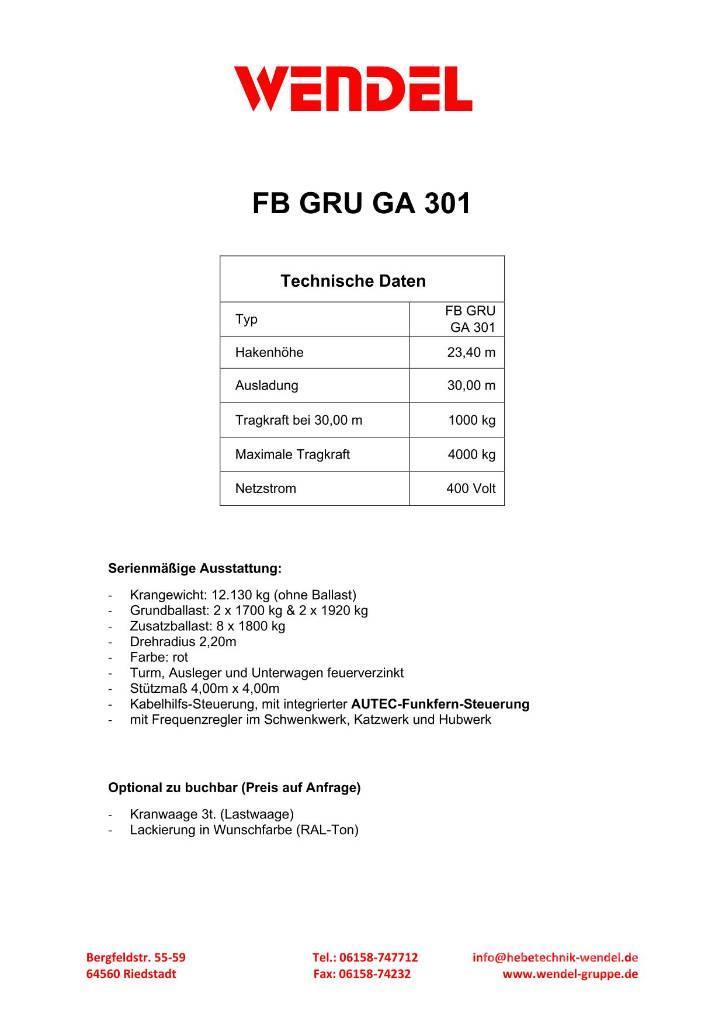 FB GRU GA 301 - Turmdrehkran - Baukran - Kran Żurawie wieżowe