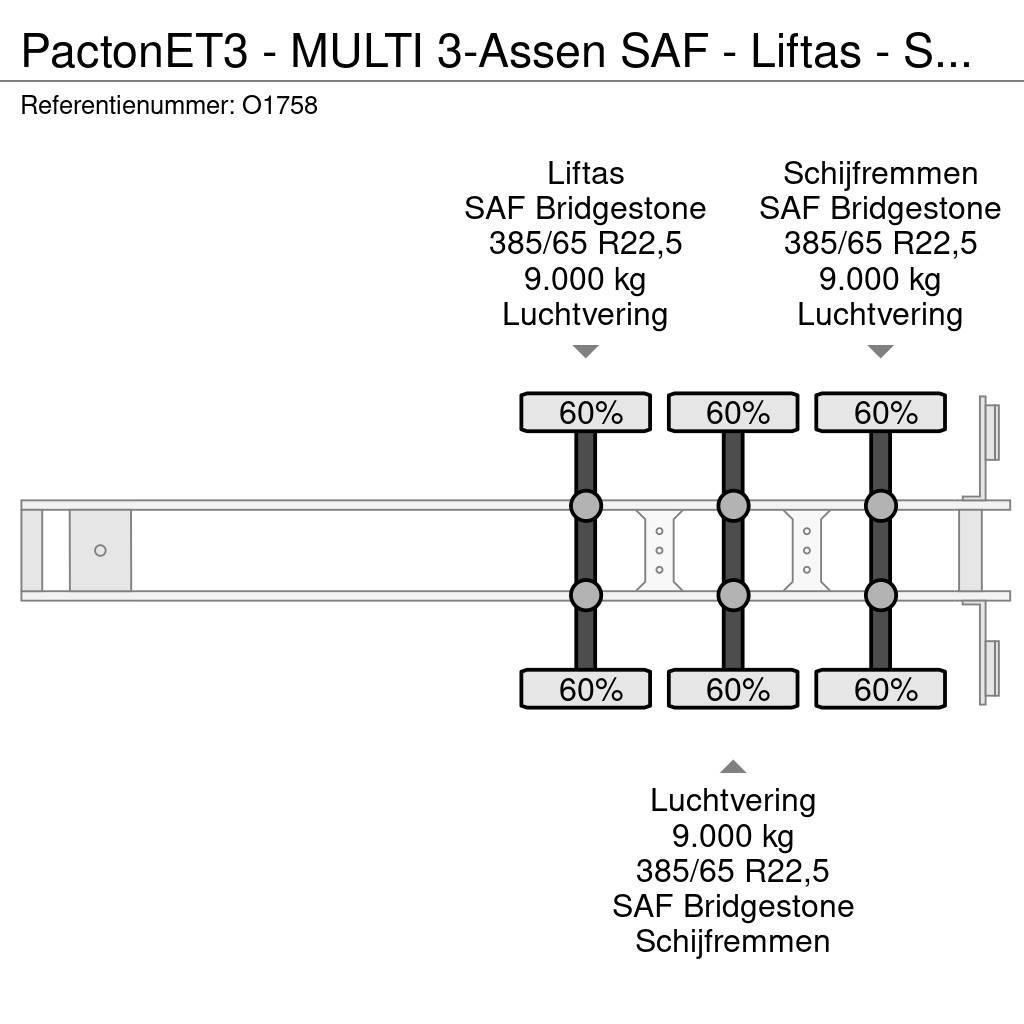 Pacton ET3 - MULTI 3-Assen SAF - Liftas - Schijfremmen - Naczepy do transportu kontenerów