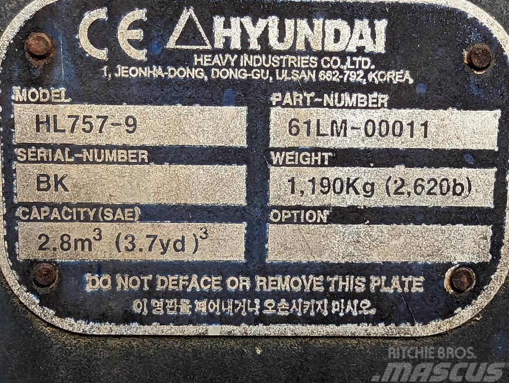 Hyundai WLoader Bucket HL 757-9 Inne akcesoria