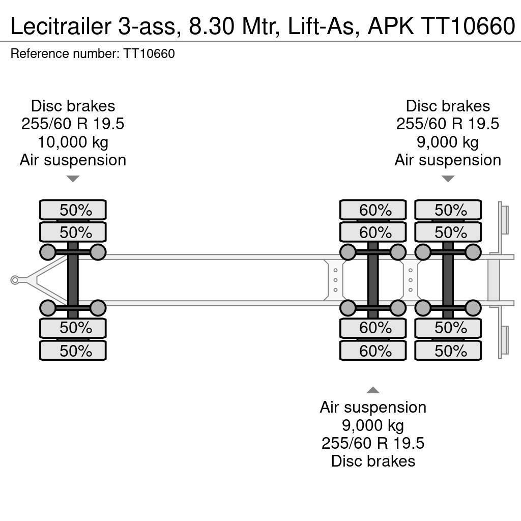 Lecitrailer 3-ass, 8.30 Mtr, Lift-As, APK Platformy / Przyczepy z otwieranymi burtami
