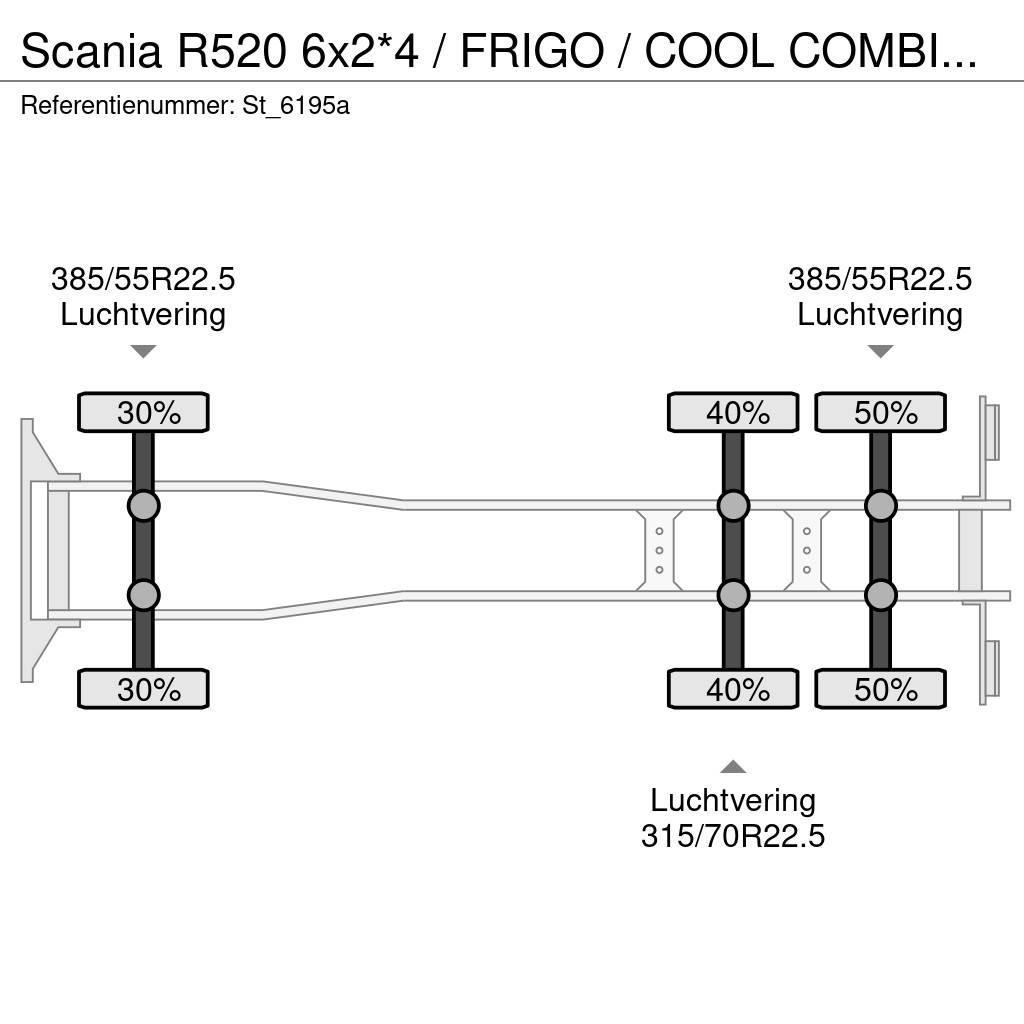 Scania R520 6x2*4 / FRIGO / COOL COMBINATION / CARRIER Chłodnie samochodowe