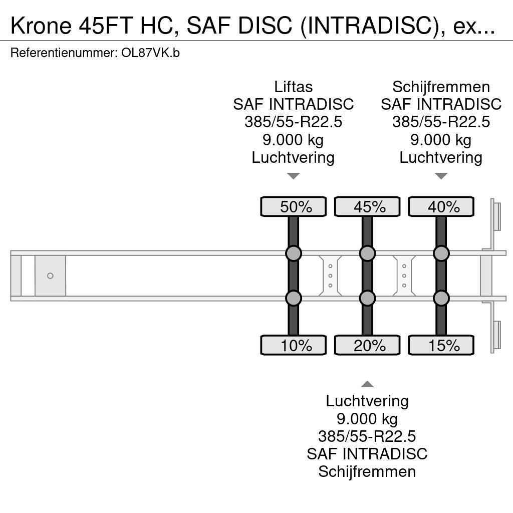 Krone 45FT HC, SAF DISC (INTRADISC), extendable front+ r Naczepy do transportu kontenerów