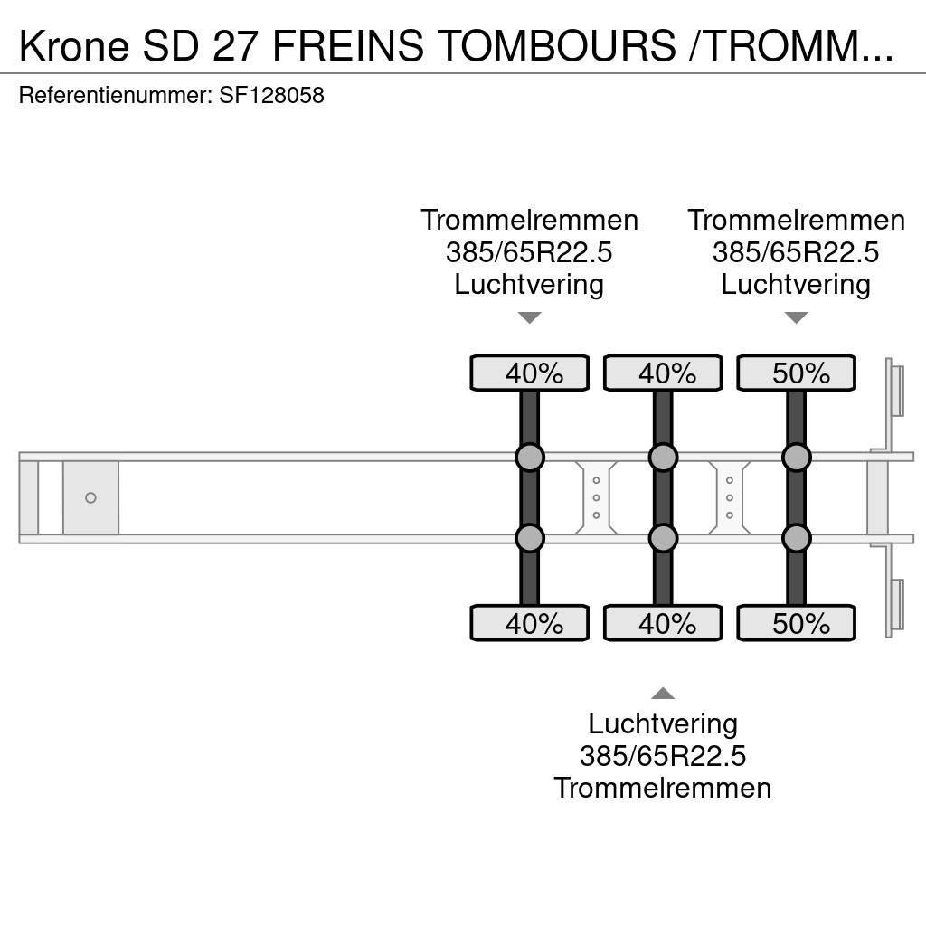 Krone SD 27 FREINS TOMBOURS /TROMMELREMMEN Platformy / Naczepy z otwieranymi burtami