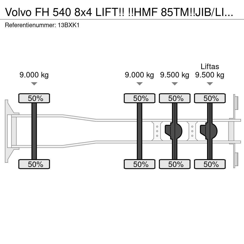 Volvo FH 540 8x4 LIFT!! !!HMF 85TM!!JIB/LIER/WINCH!!2018 Żurawie szosowo-terenowe