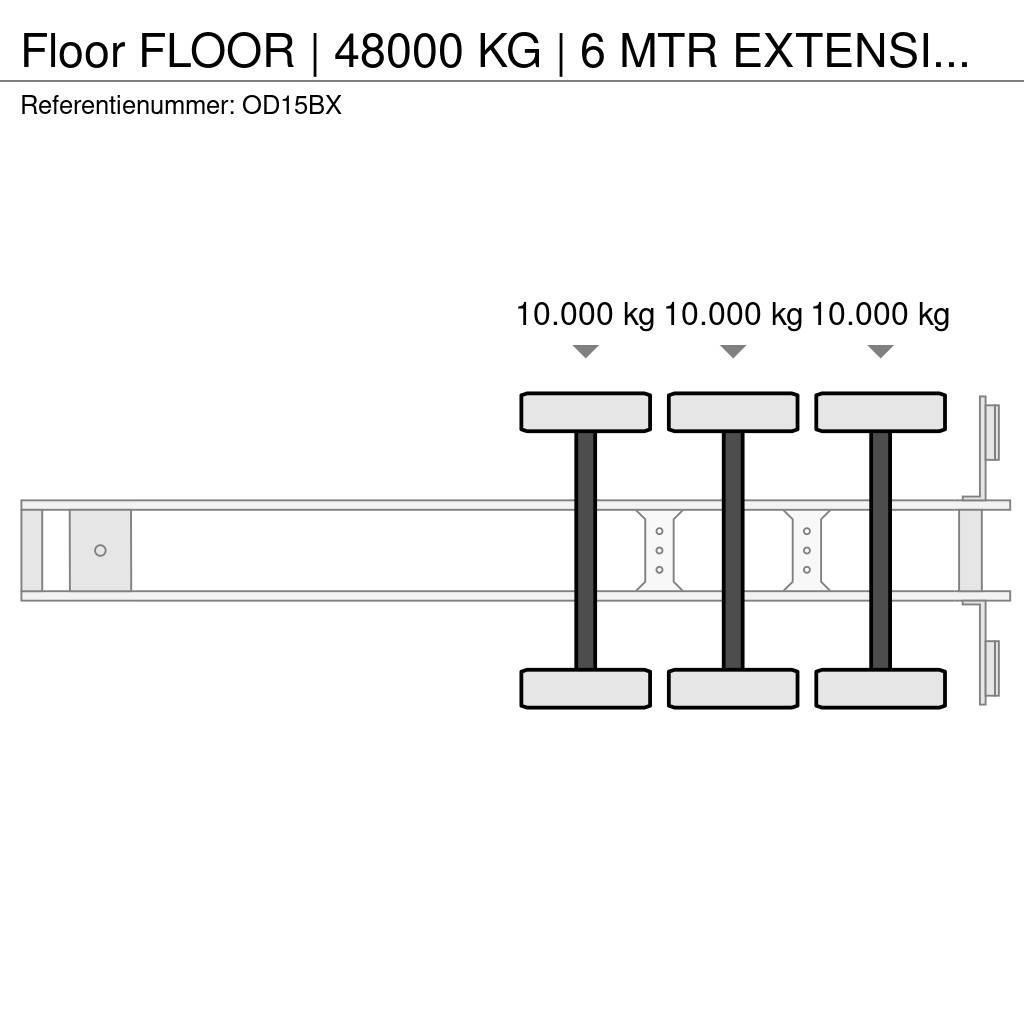 Floor | 48000 KG | 6 MTR EXTENSION | STEERING AXLE Platformy / Naczepy z otwieranymi burtami