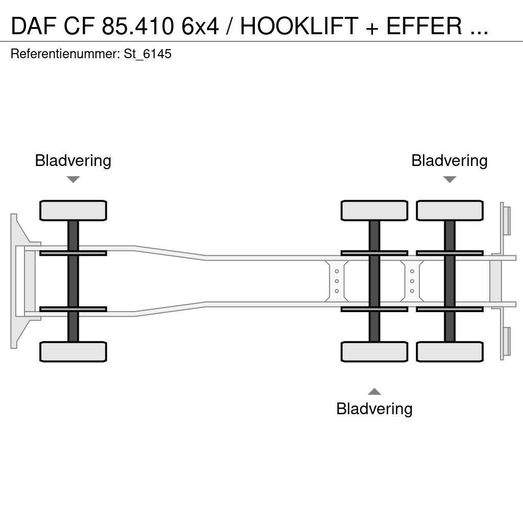 DAF CF 85.410 6x4 / HOOKLIFT + EFFER CRANE Żurawie samochodowe
