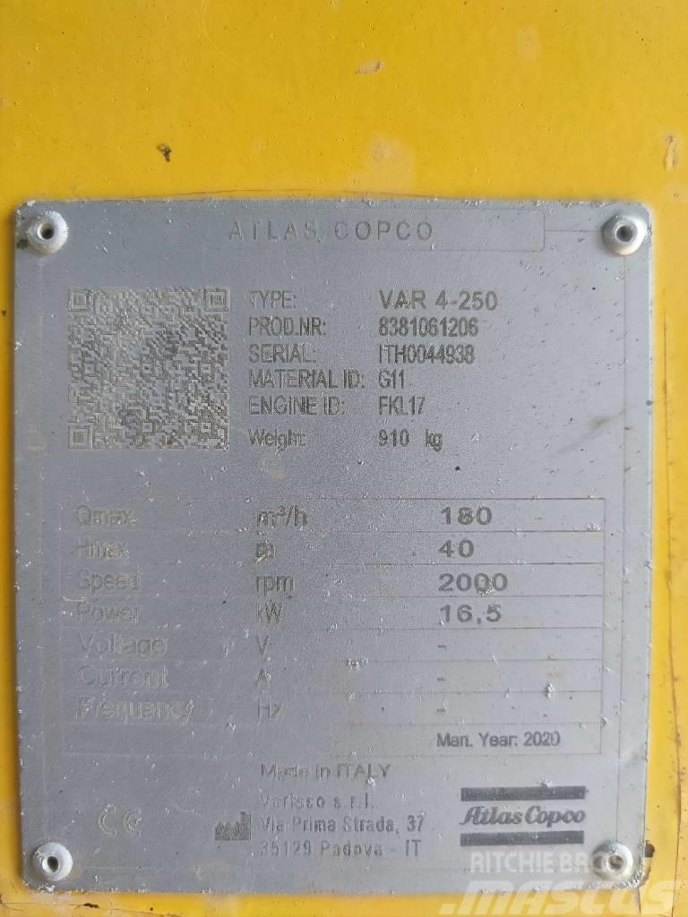 Atlas Copco VAR 4-250 FKL 17 G11 TRAILER Pompy wodne