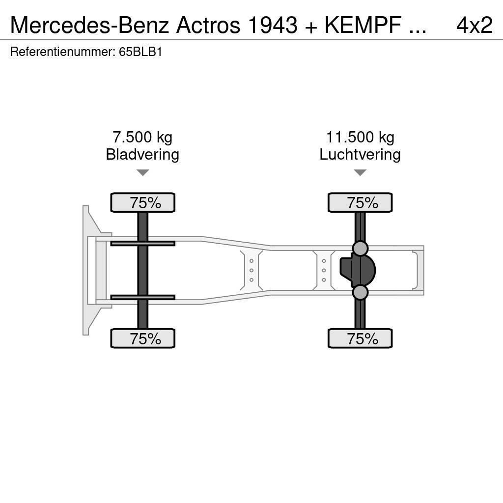 Mercedes-Benz Actros 1943 + KEMPF SKM 35/3 Zeer mooie NL combina Ciągniki siodłowe